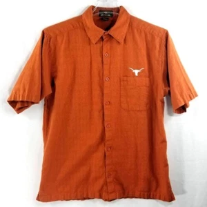 Antigua Mens Casual Shirt Longhorn Embroidered Logo Short Sleeve Orange Size M - Picture 1 of 4