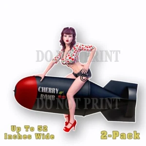 Cherry Bomb PINUP HOT ROD PIN UP RAT STICKER RACING MOTORCYCLE TOOL BOX GUNS 2PK - Picture 1 of 1