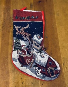 Weihnachten Rentier Frosty Rot Gobelin Strumpf 15 x 9 - Bild 1 von 4