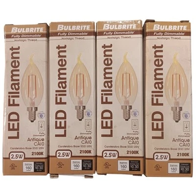 Four (4) Bulbrite 2.5W CA10 E12 LED Nostalgic Bulb - #776903 - Image 1 of 4