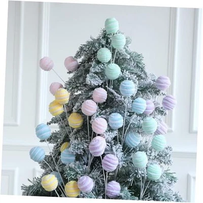 5 Pcs Christmas Tree Ball Picks, 14.9 Inch Pastel Christmas Tree Toppers,  - Image 1 of 4