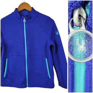 Spyder Sweater knit Jacket Size XL 18 Endure Full Zip Royal Blue Teal Girls Warm - Picture 1 of 9
