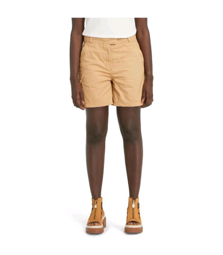 Pantaloncini cargo Timberland donna marroni comodi Brookline Utility taglia 27 nuovi con etichette