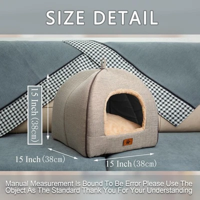 Cat Cave Bed, Indoor Cats, Cat House Tent, Removable Washable Pillow, Soft - Image 1 of 4