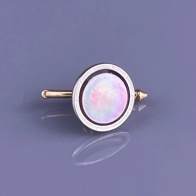 Black Mother Pearl Tuxedo Shirt Dress Stud Rolled Gold Round Larter & Sons VTG - Image 1 of 4