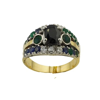 Brillant Smaragd Saphir Gold Ring 750 18 Kt Weißgold 0,30 Ct Damen Wert 2700,- - Bild 1 von 4