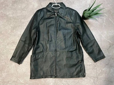 Chaqueta de cuero genuino negra Milan para hombre - Talla M - Estilo clásico - Defecto menor Foto 1 de 4