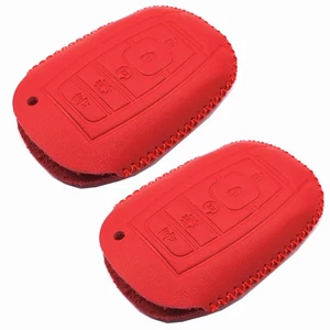2Pcs Red Leather For Lincoln Continental MKC MKZ Navigator 5 Buttons Key Fob Bag - Picture 1 of 4