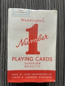 WADDINGTONS NUMBER 1 LINEN FINISH ORIGINAL VINTAGE PLAYING CARDS - Picture 1 of 3