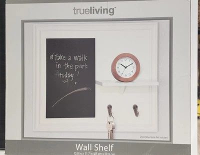 Trueliving Wall Shelf w/ Chalkboard & Key holder White 13.8" x 11.7" NEW in box - Image 1 of 2