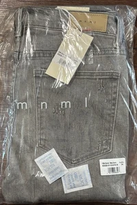 MNML Men's Moto Jeans Size 34 X 32 Gray Distressed Denim - New - Picture 1 of 3