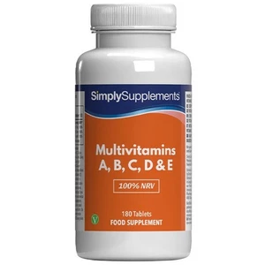 Multivitaminas A, B, C, D & E (100% VRN) - 180 Comprimidos - Simply Supplements - Foto 1 di 6