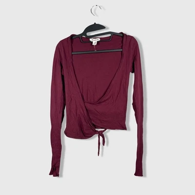 Top envolvente frontal vintage Y2K Abercrombie Fitch corbata para mujer M Borgoña Balletcore Foto 1 de 4