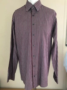 Brandneu ohne etikett! Kastanienbraunes, weiß & graues, Nadelstreifenhemd von Marks & Spencer Größe 15 1/2-16" - Bild 1 von 5