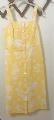 Tori Richard Cora Midi Dress Yellow Hawaiian Tropical Sundress Women Size 6 - Image 1 of 4