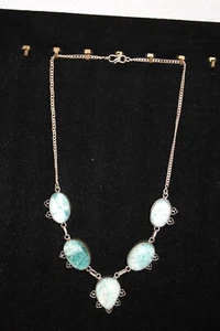 Hermoso collar de plata esterlina ágata azul/blanco para damas 19 pulgadas -42,9 gramos - Imagen 1 de 4