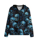 Men's Zip Up Hoodie Blue Skulls with Flowers (ZHMAI1520)
