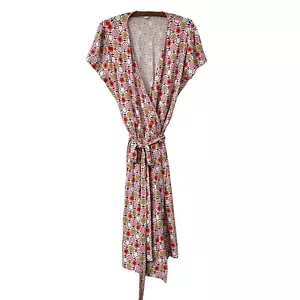 Boden Floral Print Cap Sleeve Viscose Genuine Wrap Stretch Dress Plus Size 16L - Picture 1 of 5