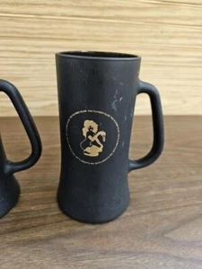 Vintage The Playboy Club Black Gold Tall Glass Beer Mug Stein and 2 vintage mag - Picture 1 of 6