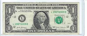 Fancy One $1 dollar bill Birthday Note serial # L 19070309 E March 09, 1907 - Picture 1 of 2