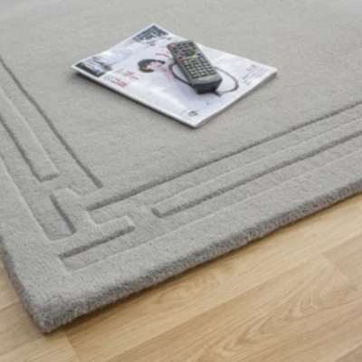 Plain Carved Rug - Grey - Plain 100% wool carpet, Hand Tufted Luxury Wool Rugs - Image 1 of 4