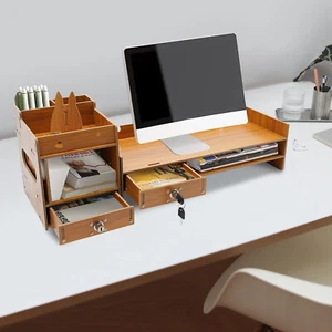 Monitor Stand Riser Density Board W/ Storage Organizer For Home Office Computer - Picture 1 of 18
