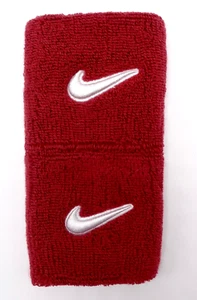 Nike Swoosh Wristbands Promo Team Crimson/White Single Wide - Picture 1 of 2