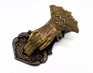 Antique Victorian Era Large Fancy Brass Hand Shaped Paper Clip - Picture 1 of 3