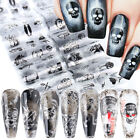 Slider Wraps Black Skull Design Nial Foils Set Nail Sticker Transfer Decal