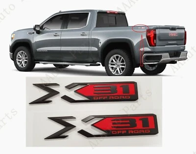 2件装黑色红色2019-2023 GMC Sierra 1500 X31越野后车身床徽章 — 第 1/4 张图片