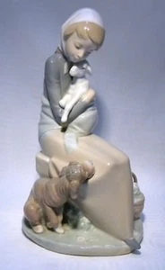 FIGURA LLADRO 1278 CELOS TAMBIÉN CONOCIDA COMO DEVOCIÓN NIÑA PERRO CORDERO - Imagen 1 de 6