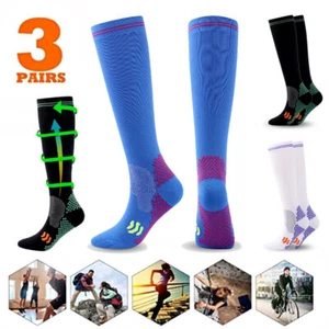Knee High Soccer Socks 3 Pair Team Sport Cushion Athletic Socks for Youth Adult - Picture 1 of 12