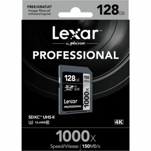 Lexar SDXC 128GB Profesjonalna karta SD UHS-II 1000x Wysoka prędkość - Zdjęcie 1 z 6