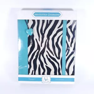 Vivitar Portfolio Case for All iPad Models Zebra Print Turquoise Heart Charm - Picture 1 of 7