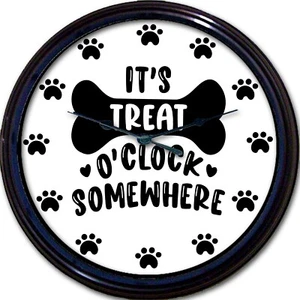 Orologio Cane Cucciolo Osso Zampa Stampa Orologio da Parete It's Treat O'clock Somewhere Orologio 10 - Foto 1 di 1