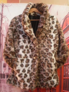 ESPECTACULAR CHAQUETON PIEL SINTETICA LEOPARDO ABRIGO CORTO PELUCHE TALLA 44 - Imagen 1 de 4