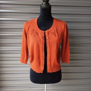 Princess Highway Women Cardigan Orange Rest Short Sleeve Knit Jacket Size 12 - Picture 1 of 13
