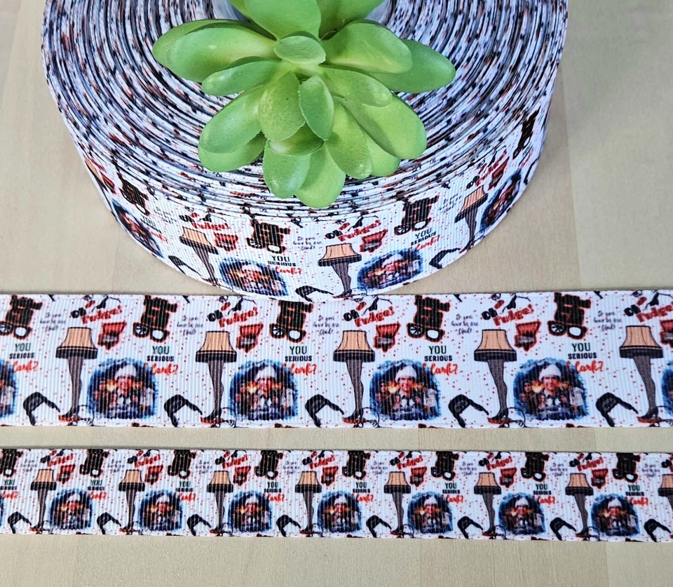 Lámpara de pierna de cinta de grosgrain de película navideña de 7/8 y 1,5" (1 YD) Clark Griswald  Foto 1 de 1