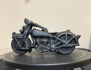 Vintage Cast Iron Motorcycle and Side Car Black Gold Accents Rustic Decor Statue - Picture 1 of 11