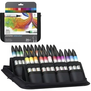 PROMARKER WATERCOLOUR ASTUCCIO set 24 PENNARELLI DOPPIA PUNTA WINSOR&NEWTON - Foto 1 di 5