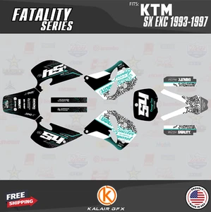 Kit de gráficos para KTM 250SX, 250EXC, 300EXC, 360EXC (1993-1997) Fatality - verde azulado - Imagen 1 de 6