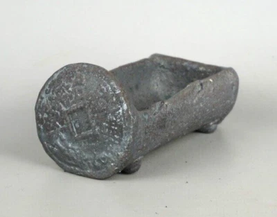 Japanese TOKONAME bonsai pot SHOSEN signed Rectangle gutter Gray L5.4" *1126 - Image 1 of 4