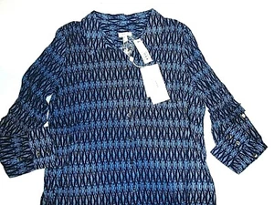 JOIE ANABELLA PRINTED BUTTON UP SHIRT FROM THE JOIE SOFT LINE SMALL NAVY/ WHITE - Picture 1 of 4