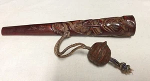 Signed Japanese Lacquered Wood Netsuke Type Cigarette Holder with Walnut Ojibe - Picture 1 of 7