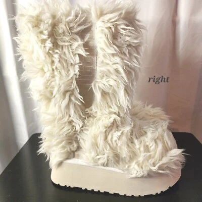 UGG WHITE FLUFF MOMMA SUGAR FAUX FUR PLATFORM BOOTS, US 5/ EUR 36 NEW - Image 1 of 4