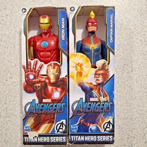Figura de acción Marvel Avengers Iron Man, Capitana Marvel 12" Titan Hero Series - Imagen 1 de 8