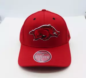 University Of Arkansas Razarbacks Zephyr Stretch Red Hat Cap Size Large - Picture 1 of 12