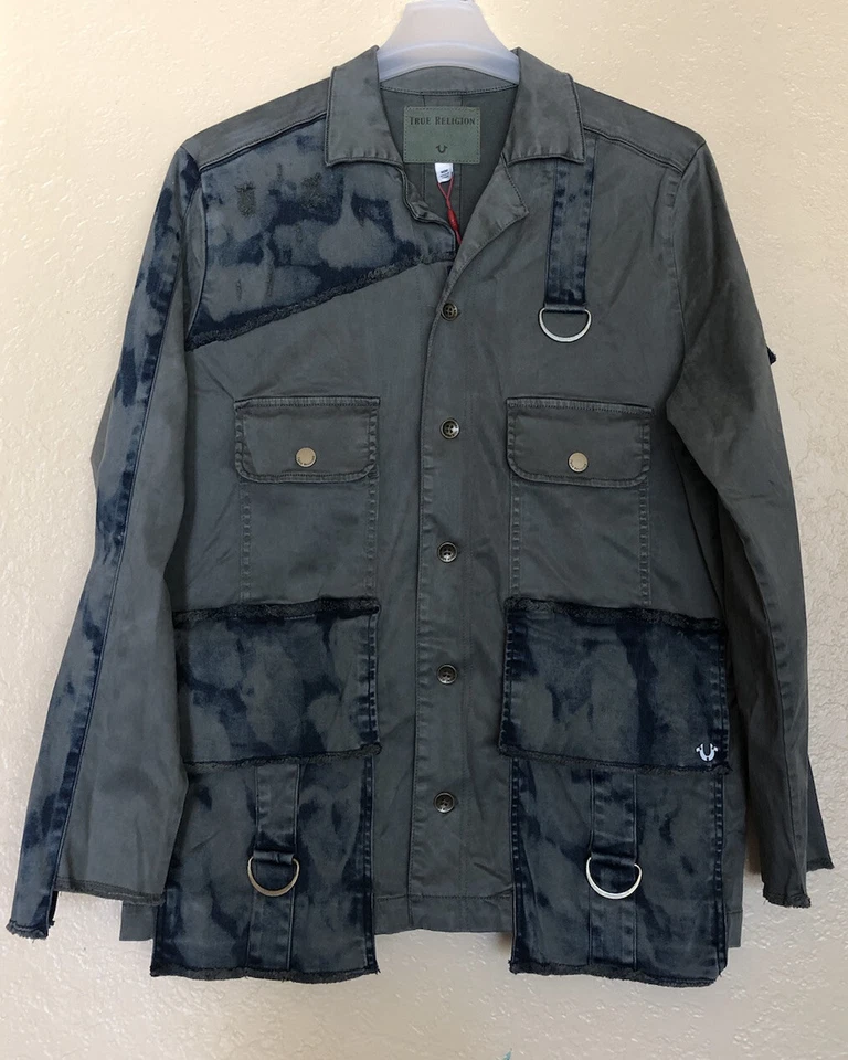 Chaqueta Militar True Religion Mujer Militante Verde Bolsillo Carga Talla M Foto 1 de 4