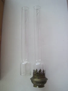 Glass Chimney Sweden For Oil Lamp W/ Metal Base On One 9.5" Lot 2 - Picture 1 of 4