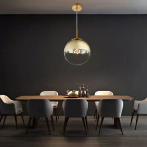 Lampadario Sospeso Luce Da Tavolo Sfera Di Vetro Oro Trasparente LED H 120Cm - Foto 1 di 12